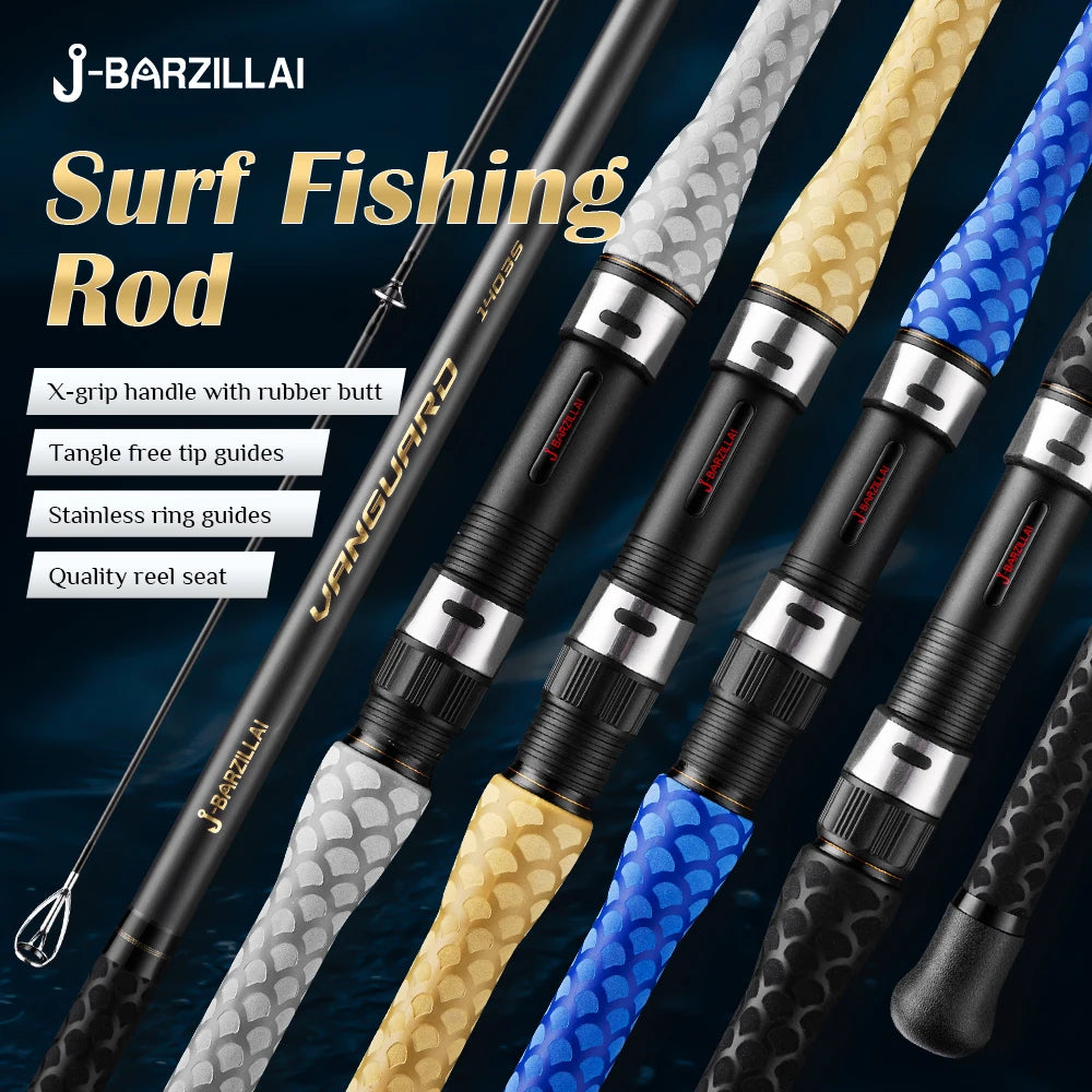 J-BARZILLAI VANGUARD Carbon Surf Spinning Fishing Rod, Ultra-Light High-Sensitivity Graphite Pole Saltwater/Onshore Surf Fishing