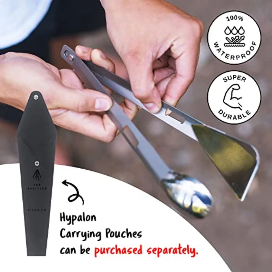 The Splitter Titanium Multi-Utensil Set Compact Lightweight Silver Spork Tongs Spatula Ladle Durable Cooking Kit for Camping BB