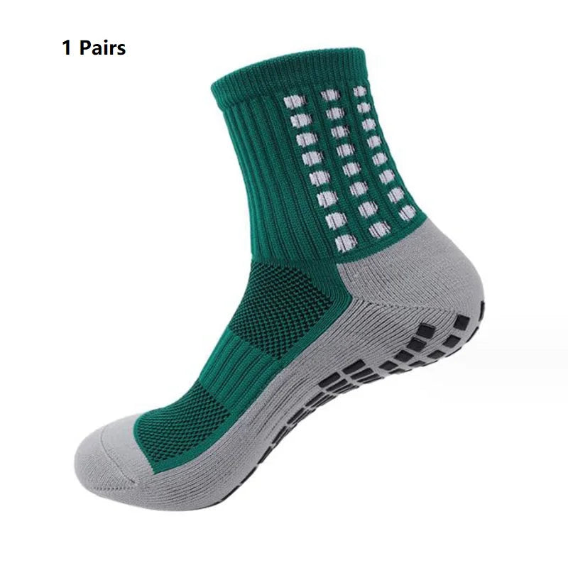 1 Pair New Men Women Non-slip Silicone Sports Soccer Socks Sweat Absorbing Breathable Football Tennis Volleyball women Yoga Sock