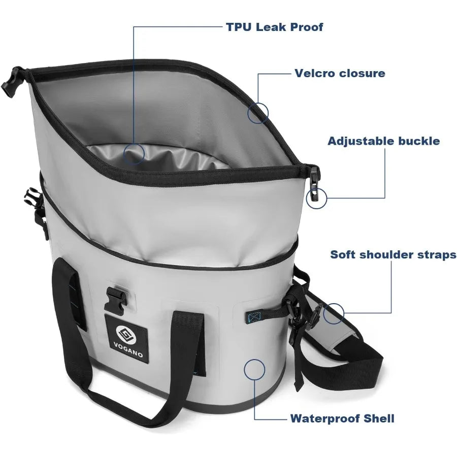 40 Can Soft Cooler Bag - Insulated Leak-Proof Large Cooler Bag with Roll-Top Waterproof Seal Portable Ice Chest for Camping Bea