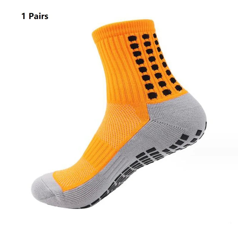 1 Pair New Men Women Non-slip Silicone Sports Soccer Socks Sweat Absorbing Breathable Football Tennis Volleyball women Yoga Sock