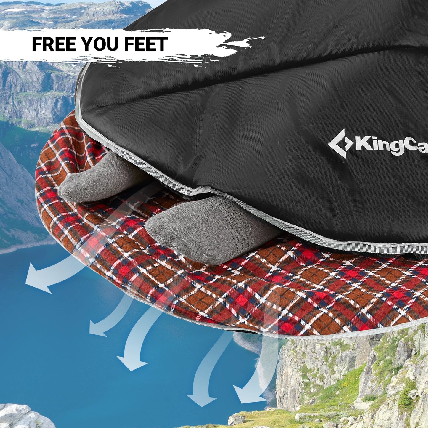 KingCamp Sleeping Bag for Adults, Cold Weather & Warm Extra Wide Big & Tall XL Portable Waterproof Flannel Sleeping Bags, Essent