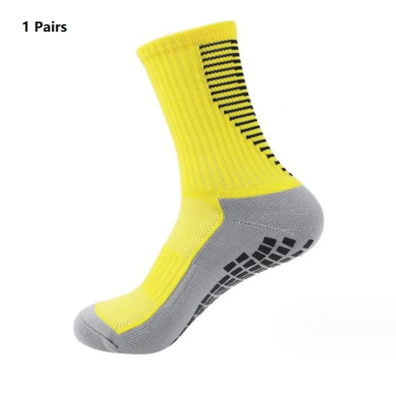 1 Pair New Men Women Non-slip Silicone Sports Soccer Socks Sweat Absorbing Breathable Football Tennis Volleyball women Yoga Sock