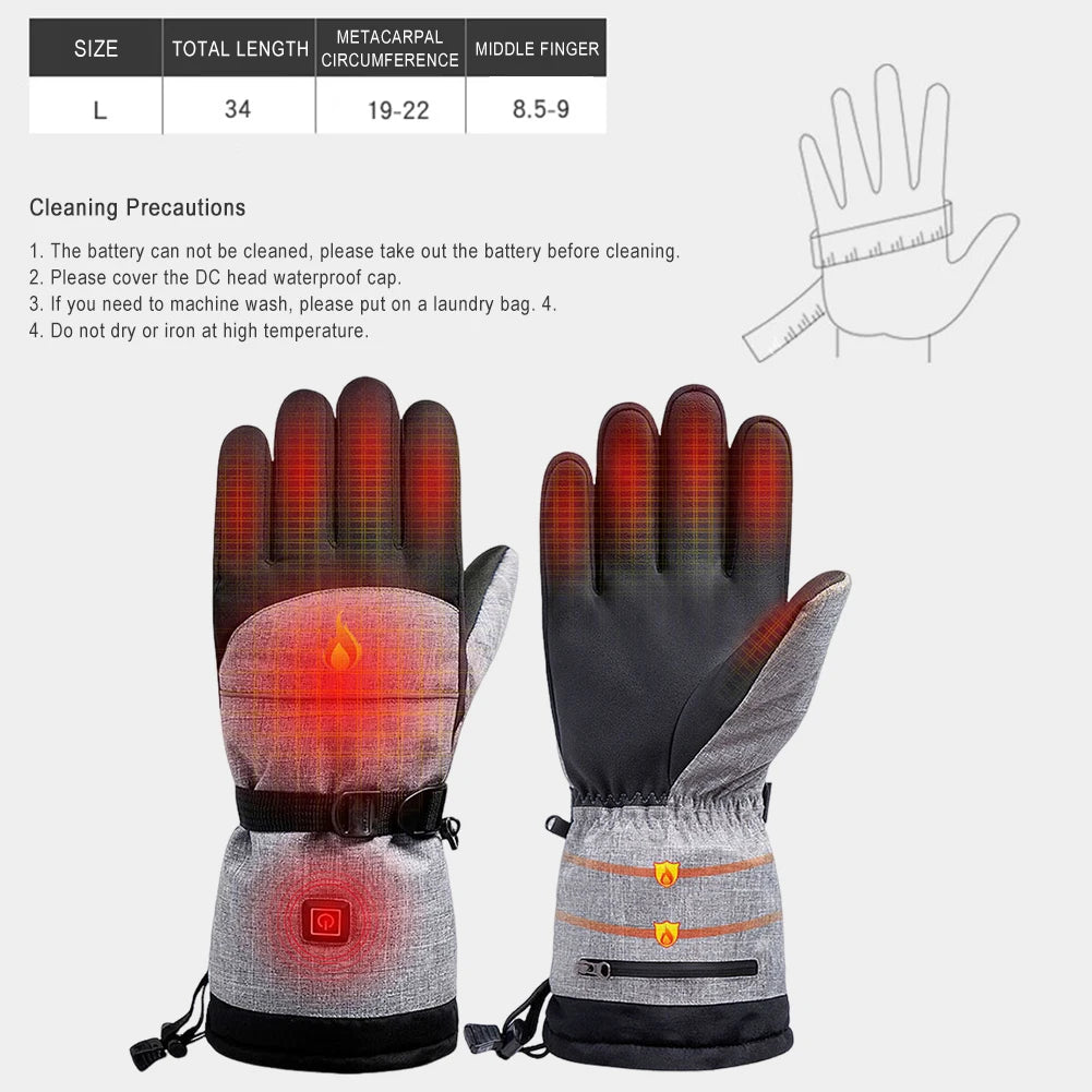 Winter Electric Heated Gloves Electric USB Charging Heating Gloves Waterproof Thermal Heating Gloves For Climbing Hiking Skiing