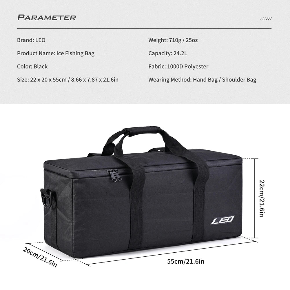 Fishing Gear Storage Bag 55cm Portable Ice Fishing Bag Multifunctional Waterproof Fishing Accessories Shoulder Bag