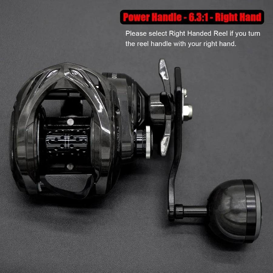 Carbon 300 Baitcasting Fishing Reel High Line Capacity Baitcaster Reels 6.3:1 Gear Ratio 10+1 Stainless Steel Ball Bearings 10