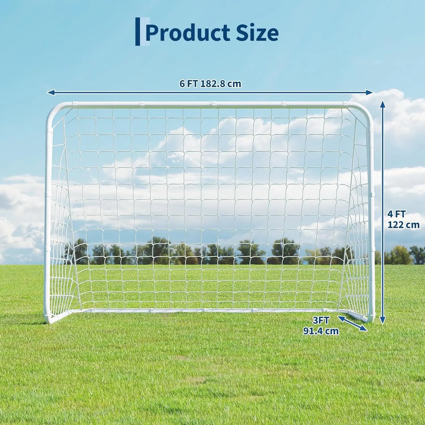 6X4 FT Portable Soccer Goal for Backyard – Heavy Duty Steel Frame Soccer Net with Ground Stakes,All-Weather Training & Kids Play