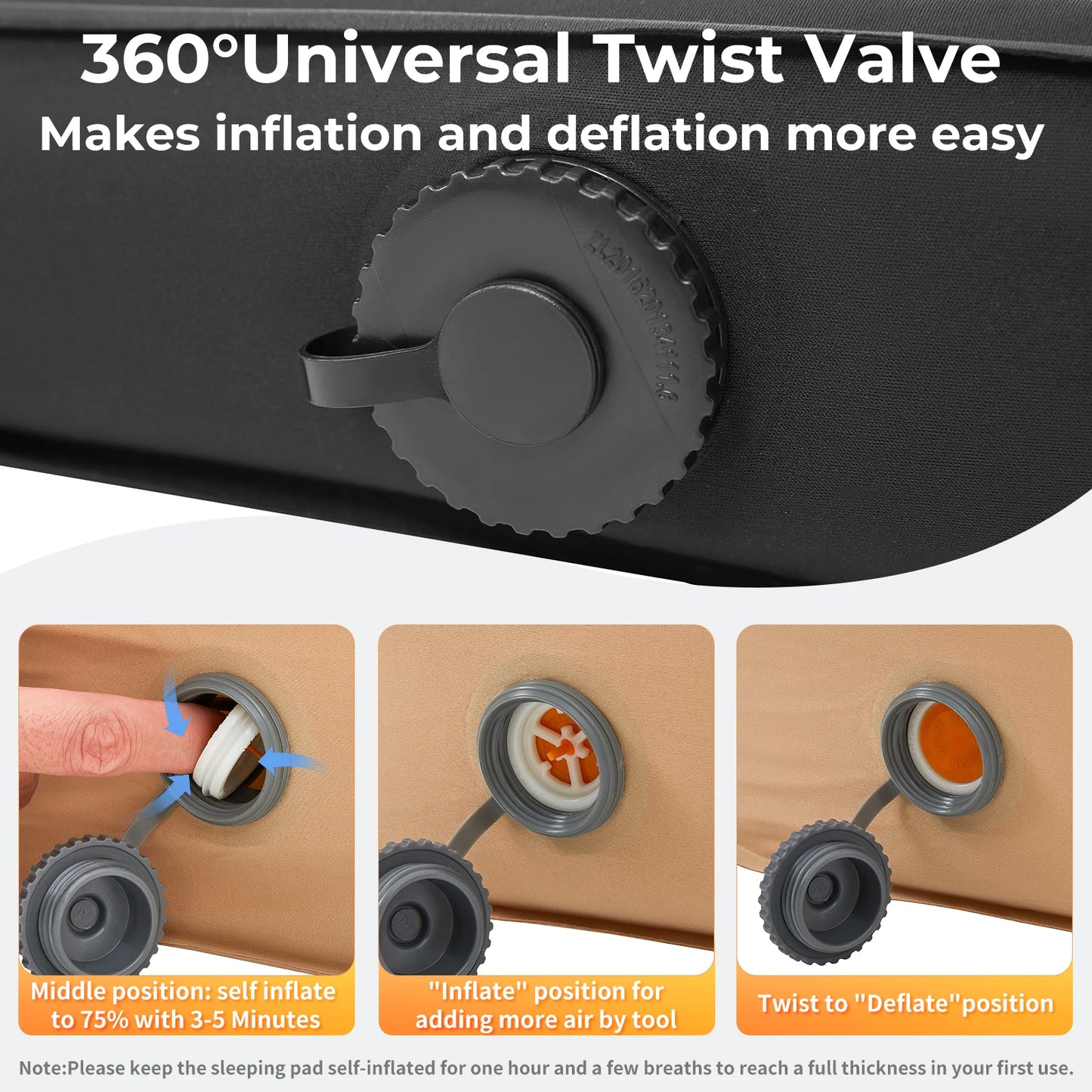 KingCamp Self Inflating Sleeping Pad, R 7.9 Air & Foam Sleeping Pad for Camping All Seasons, 3" Thick Single Camping Mattress fo