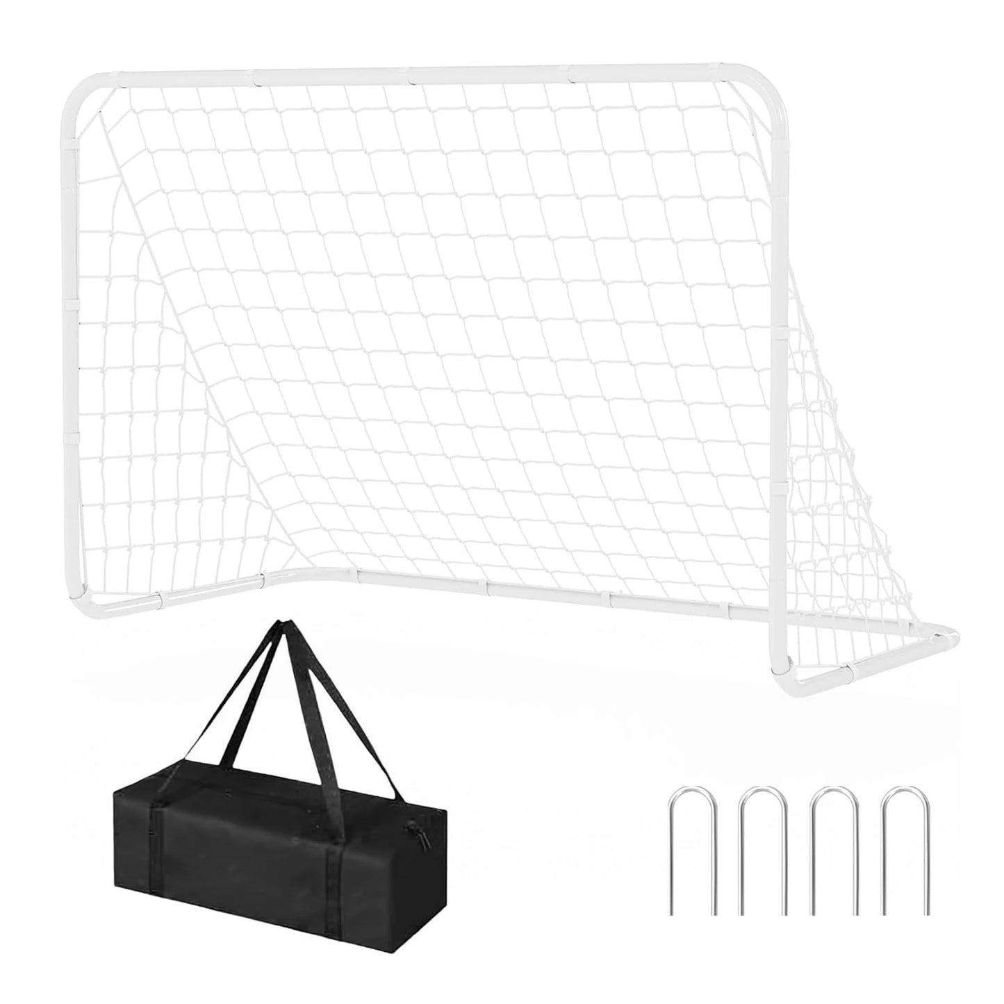 6X4 FT Portable Soccer Goal for Backyard – Heavy Duty Steel Frame Soccer Net with Ground Stakes,All-Weather Training & Kids Play