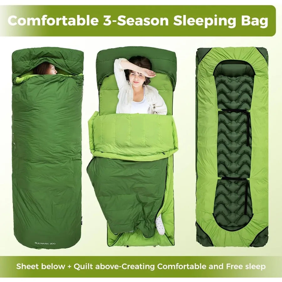 Ultralight 3Season Recycled Down Sleeping Bag for Adults with 650FP and 700FP Fill Power Compact Design with Compression Sack f
