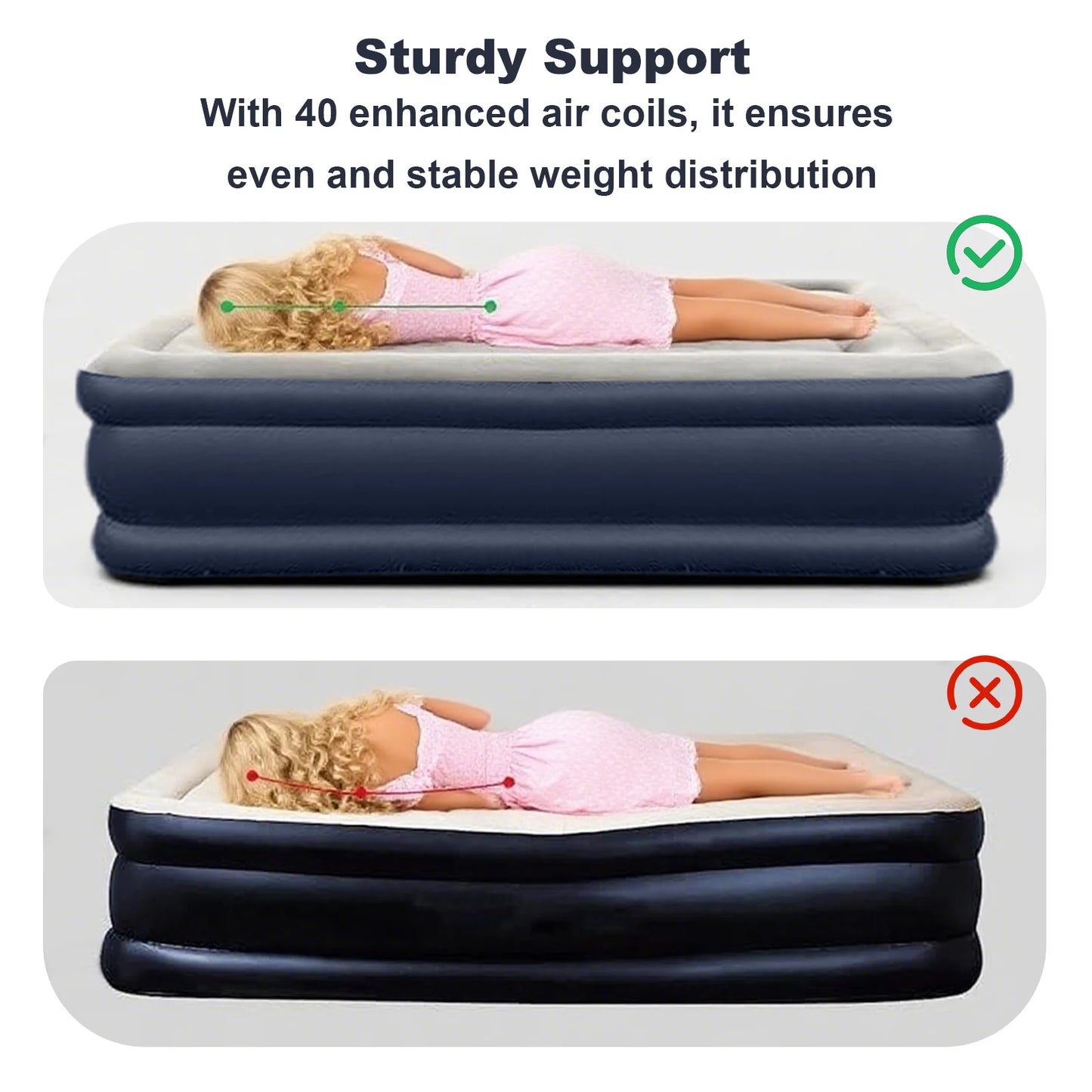 Camping Air bed Outdoor Indoor Inflatable Mattress 2 Person Air Mattress Glamping Mats PVC Inflatable Sleeping Mattress