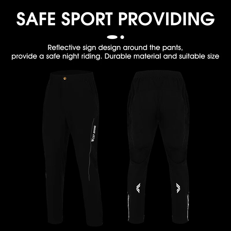 WEST BIKING Spring Summer MTB Sports Pants For Men Quick Dry Reflective Striped Jogger Running Pants Outdoor Golf Fishing Hiking