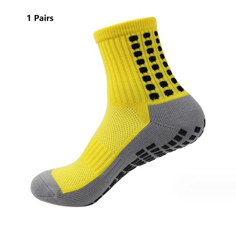 1 Pair New Men Women Non-slip Silicone Sports Soccer Socks Sweat Absorbing Breathable Football Tennis Volleyball women Yoga Sock