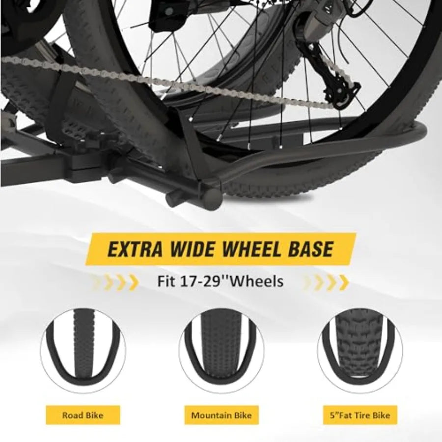 Hitch Bike Rack Wobble Free Smart Tilting Folding Bicycle Car Racks for Standard and Fat Tire E-Bikes 2-Bike 200 lbs Capacity 2