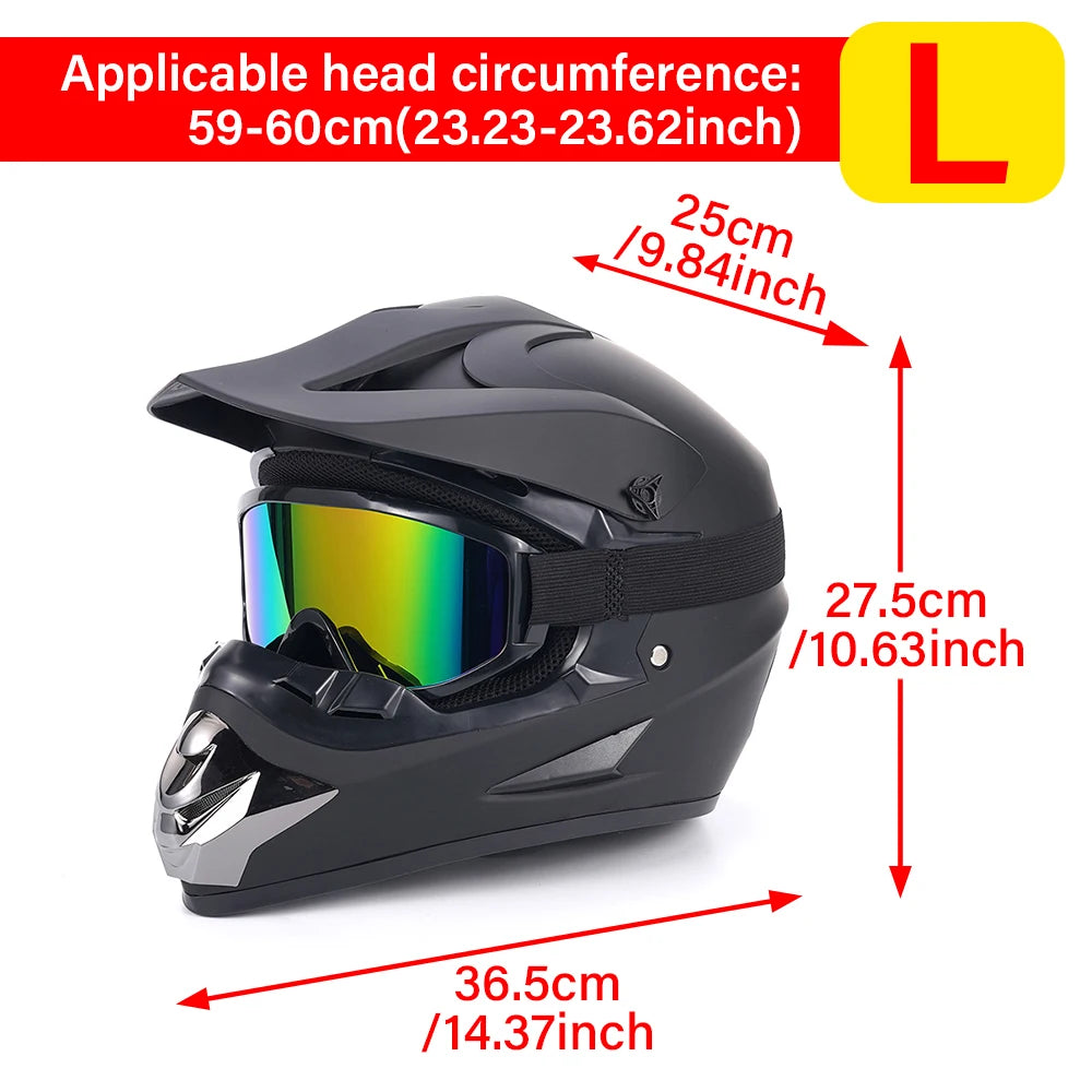 Motocross Full Face Helmet Adult Dirt Bike UTV Off-Road Helmet Goggles Gloves and Face Mask Matte Black Motorcycle Accessories