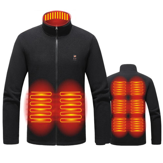 9 Heated Area Heated Insulated Jackets USB Charging Heated Zip Up Coat 3 Gear Temperature Heating Jackets Coat for Hiking Skiing