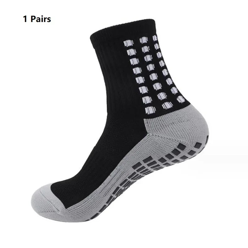 1 Pair New Men Women Non-slip Silicone Sports Soccer Socks Sweat Absorbing Breathable Football Tennis Volleyball women Yoga Sock
