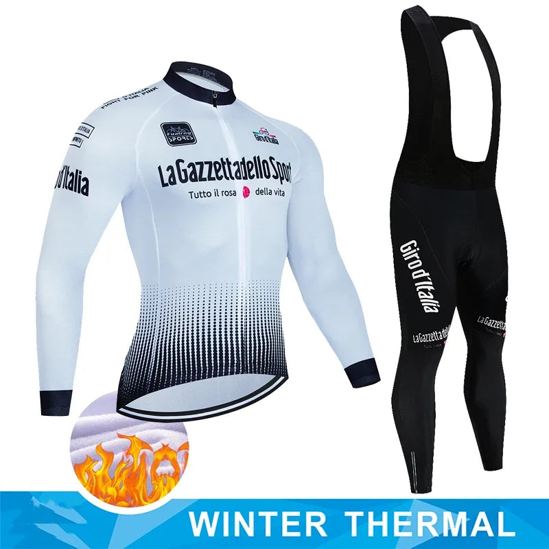 Tour De Italy D'ITALIA Cycling Clothes Men's Blouse Uniform Costume Bike Fleece Jersey Sports Set Pants Man Bicycle Clothing Bib