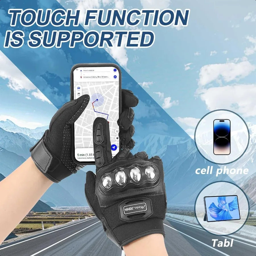 Motorcycle Gloves for Men Stainl Steel Touchscreen Gloves for Dirt Bike Riding Road Racing Cycling Motocross
