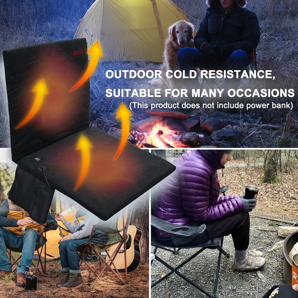 Outdoor Heated Seat Cushion 3 Adjustable Temperature with Pocket Quick-Heating For Car, Home, Winter Outdoor Stadium Fishing