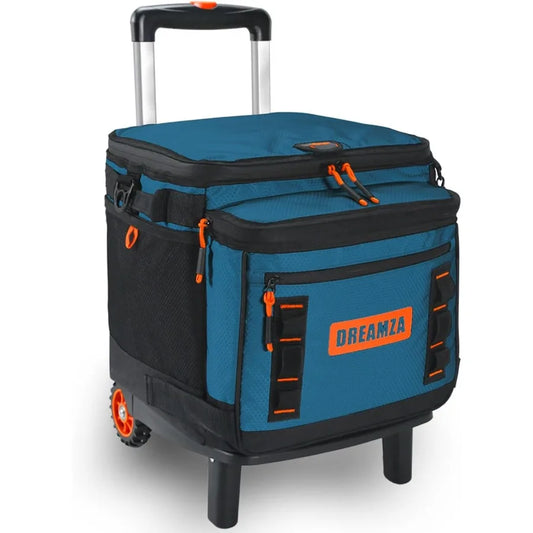 Soft Cooler with Wheels 60-Can Wheeled Cooler with Handle Leak Proof Rolling Cooler Insulated Bag with All-Terrain Cart Collaps