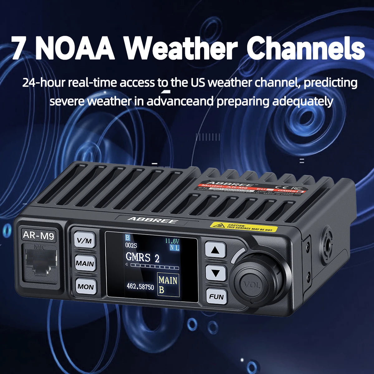 ABBREE GMRS Mobile Radio 20W Walkie Talkie Car Radio Station Long Range Ham Radio Transceiver NOAA VHF UHF for Trucker Vehicle