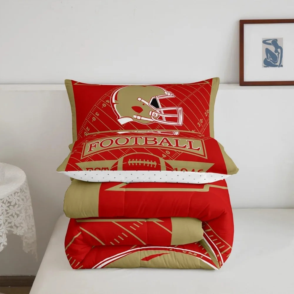 Feelyou Kids Boys American Football San Francisco Bedding Set Queen Size,Football Comforter Set,Boys Girls Bedroom Room Decor,Sp