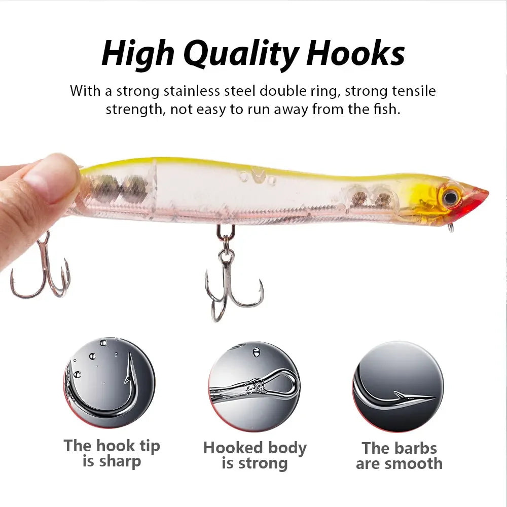 120mm/18g Topwater Pencil Popper Floating Fishing Lure Snakehead Wobblers Tackle Baits Minnow For Snapper Flounder Bass Chub