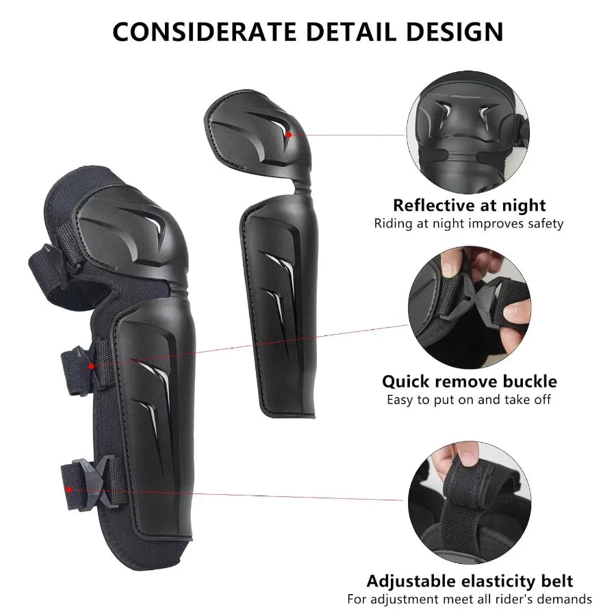 Adjustable Motocross Knee and Shin Guards for Men Crashproof Motorcycle Leg Armor Protection for Dirt Bike Racing HighPerforman