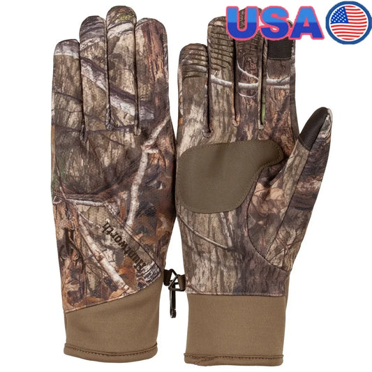 Men's Falcon Windproof Hunting Gloves Lightweight Camouflage Touch Screen Enabled Antimicrobial Durable Grip Size M/L Outdoor