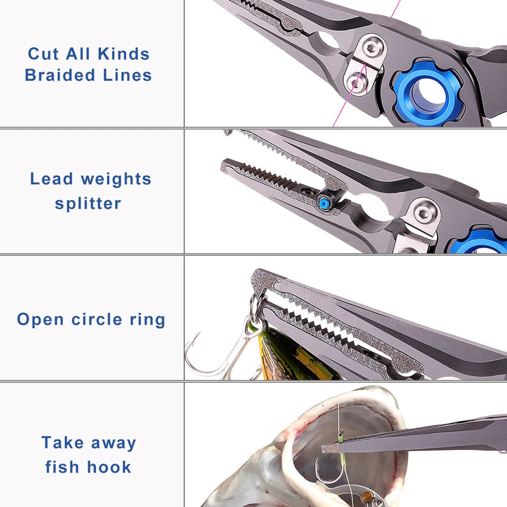 Fishing Pliers Wire Cutter Aluminum Alloy Outdoor Fishing Tongs Portable Fishing Pliers Scissors Fishing Tackle Accessories