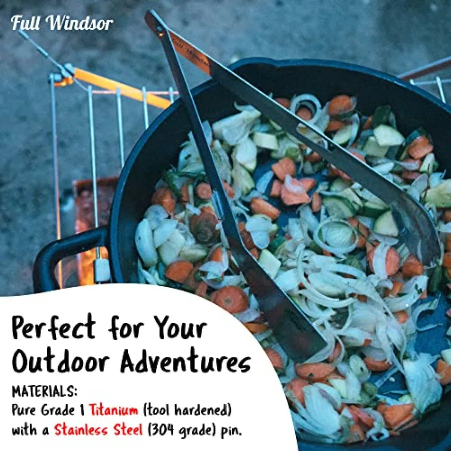 The Splitter Titanium Multi-Utensil Set Compact Lightweight Silver Spork Tongs Spatula Ladle Durable Cooking Kit for Camping BB