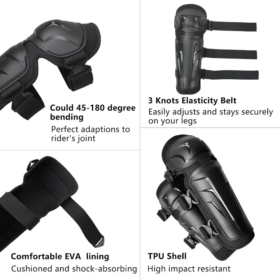 Adjustable Motocross Knee and Shin Guards for Men Crashproof Motorcycle Leg Armor Protection for Dirt Bike Racing HighPerforman