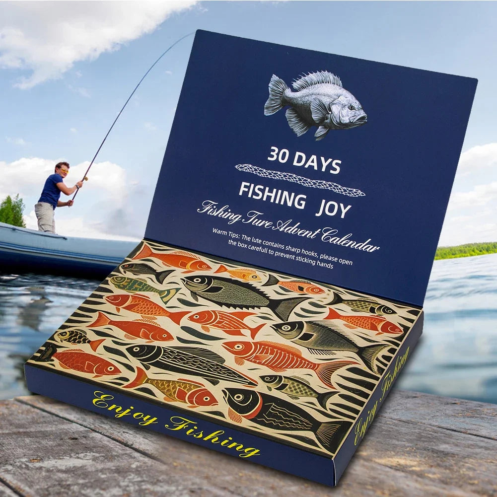 30-Day Countdown Calendar Fishing Tackle Gift Box Fishing Spoon Lure Spinner Bait Fishing Lures Christmas Gifts Advent Calendar
