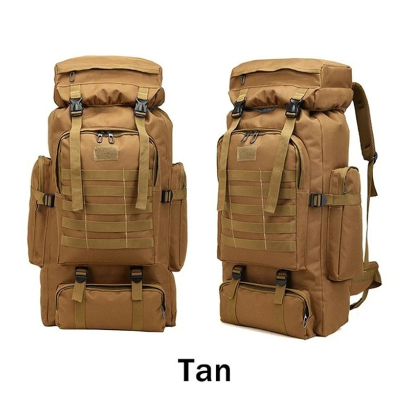 80L Waterproof Camo Tactical Backpack Military Army Hiking Camping Backpack Travel Rucksack Outdoor Sports Climbing Bag