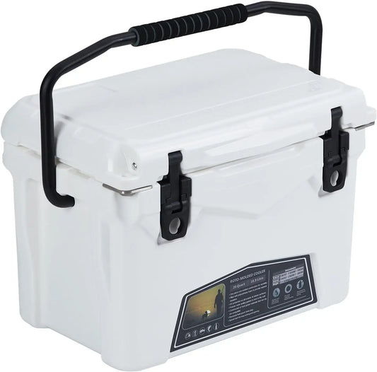 Portable Ice Cooler, Heavy Duty Ice Chest with Portable Cup Holder, Fish Ruler, Bottle Openers, Camping Cooler for Beach Boat