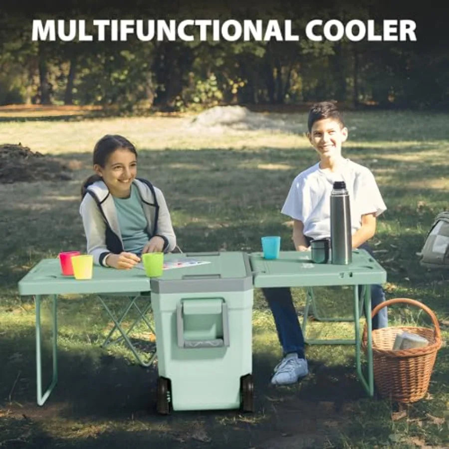 36 Quart Cooler with Wheels Ice Chests Portable Wheeled Cooler Holds Ice up to 6 Days Leak-Proof Outdoor Insulated Ulta-Light H