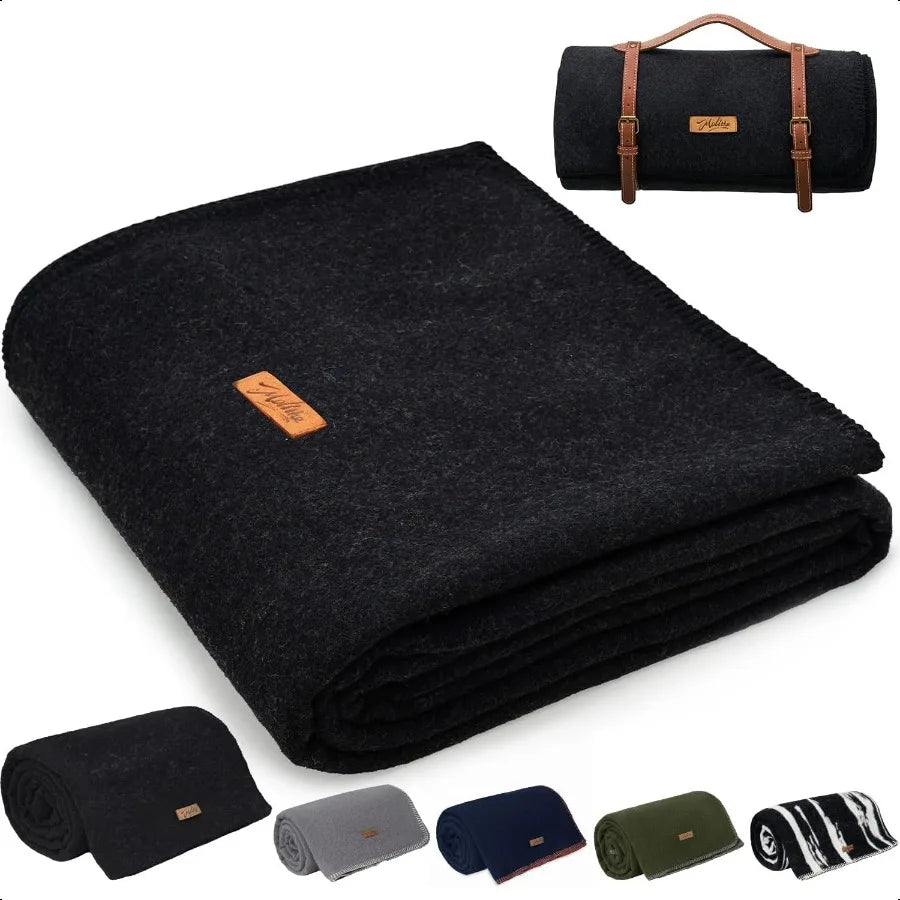 100 Wool Blanket 62 x 86 Warm Thick Washable Military Wool Blanket Great for Camping Outdoors Sporting Events Survival Kits Car