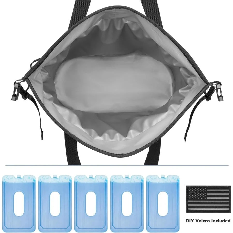 40 Can Soft Cooler Bag - Insulated Leak-Proof Large Cooler Bag with Roll-Top Waterproof Seal Portable Ice Chest for Camping Bea