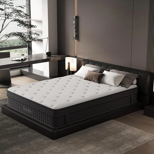 14 Inch Mattress in a Box, Cooling Matress with Memory Foam & Individual Pocket Springs for Pressure Relief & Spinal Alignment