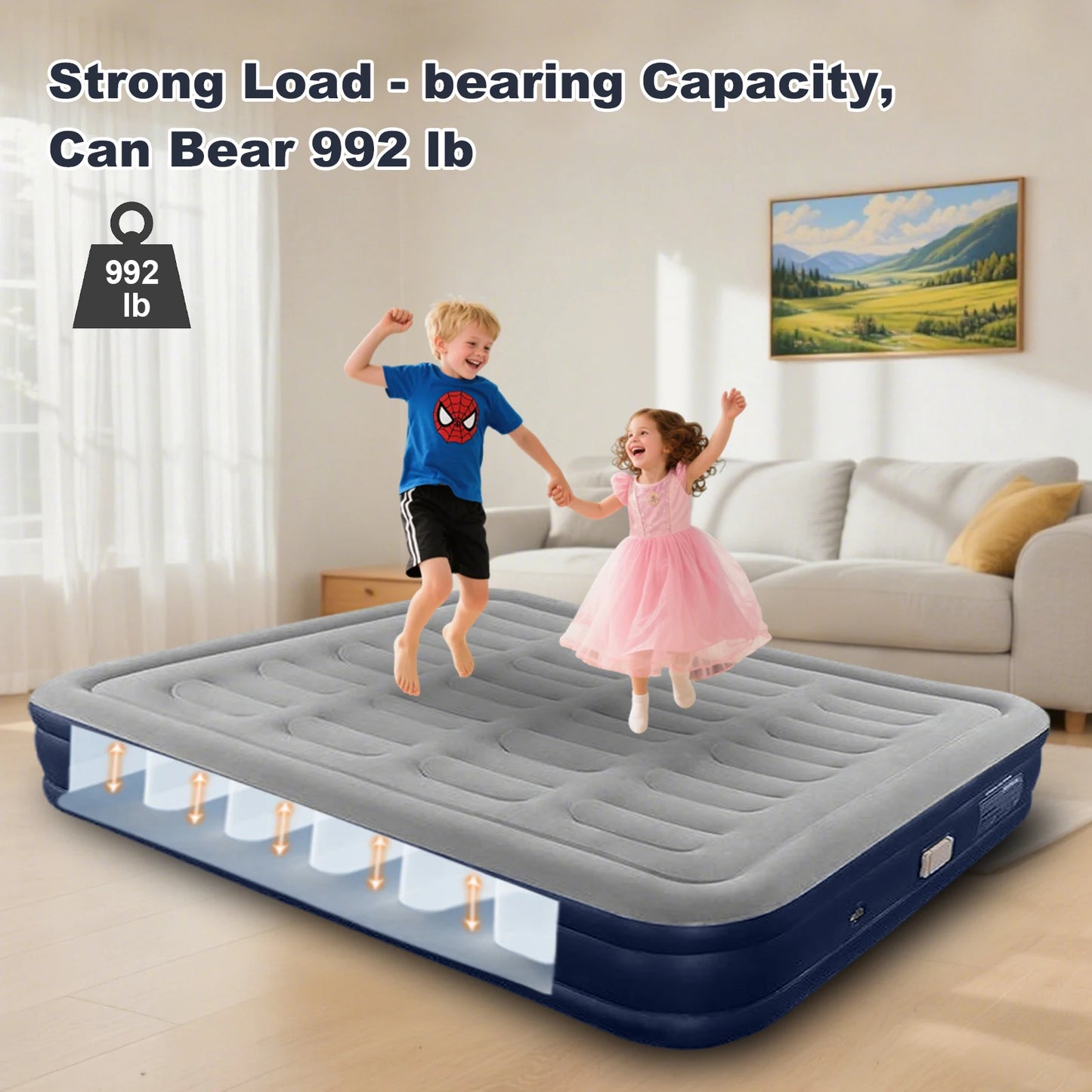 Camping Air bed Outdoor Indoor Inflatable Mattress 2 Person Air Mattress Glamping Mats PVC Inflatable Sleeping Mattress
