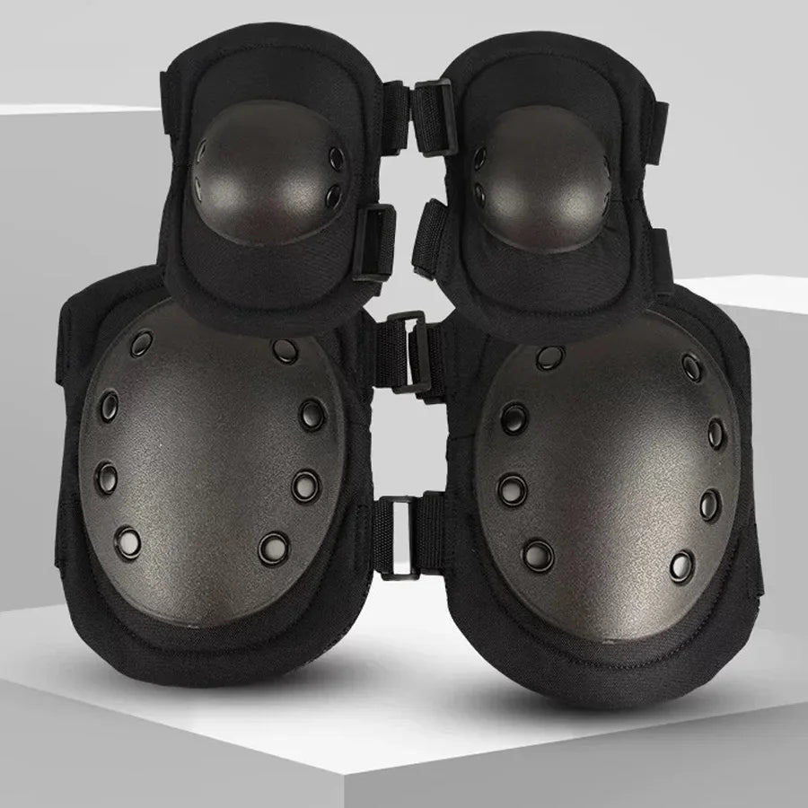 A set of Four Knees and Elbows,Airsoft Knee Elbow Protective Pads Combat Paintball Skate Outdoor Sports Safety Guard Gear