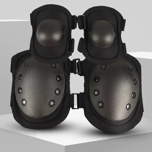 A set of Four Knees and Elbows,Airsoft Knee Elbow Protective Pads Combat Paintball Skate Outdoor Sports Safety Guard Gear