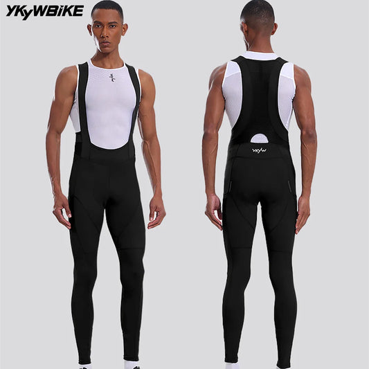 YKYWBIKE Men's Cycling Bib Long Pants Hollow Out Breathable Pants Spring Autumn Long Road Bike Tight Cycling Pants Bib