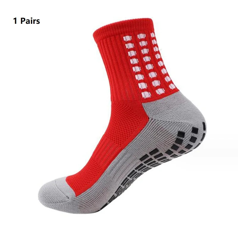 1 Pair New Men Women Non-slip Silicone Sports Soccer Socks Sweat Absorbing Breathable Football Tennis Volleyball women Yoga Sock