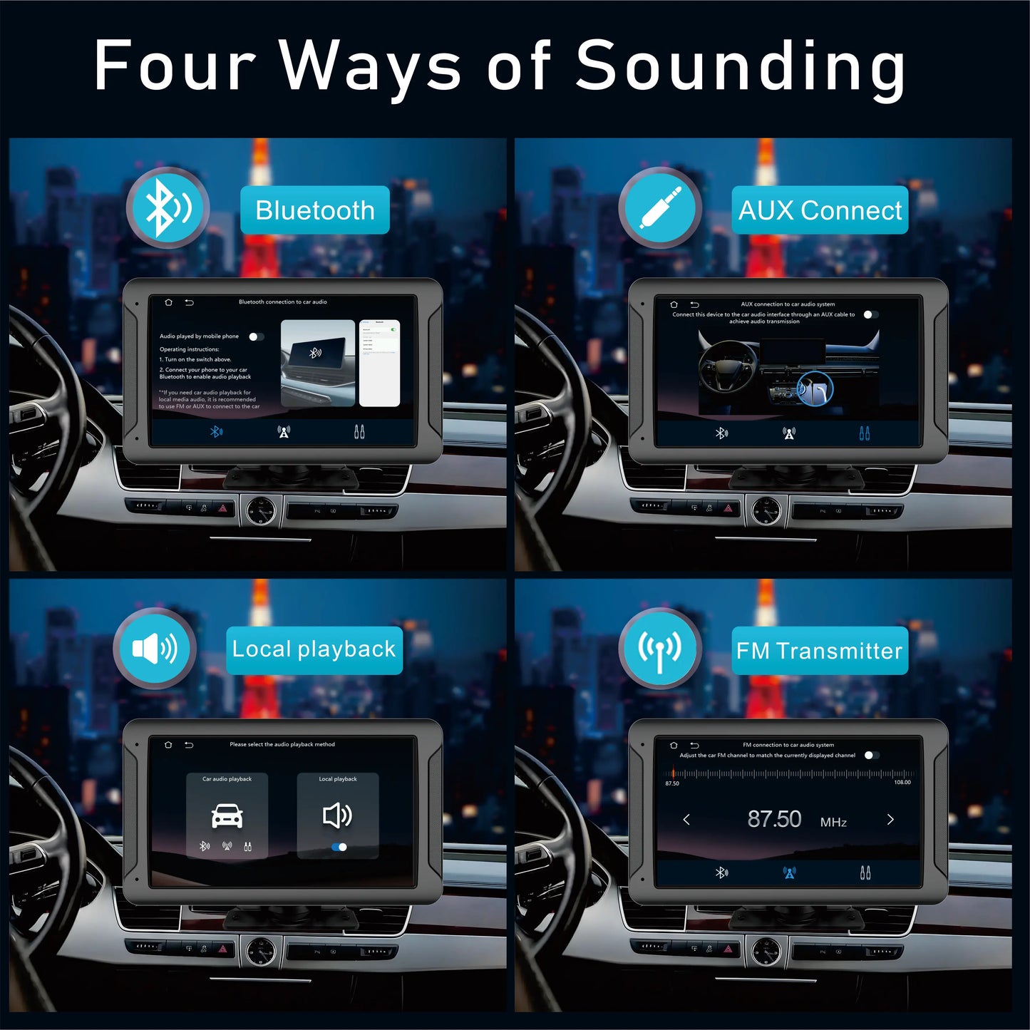 "10.26'' Wireless Car Touchscreen" CarPlay/Android Auto, BT, Backup Cam, Navigation, Mirror Link for All Cars"