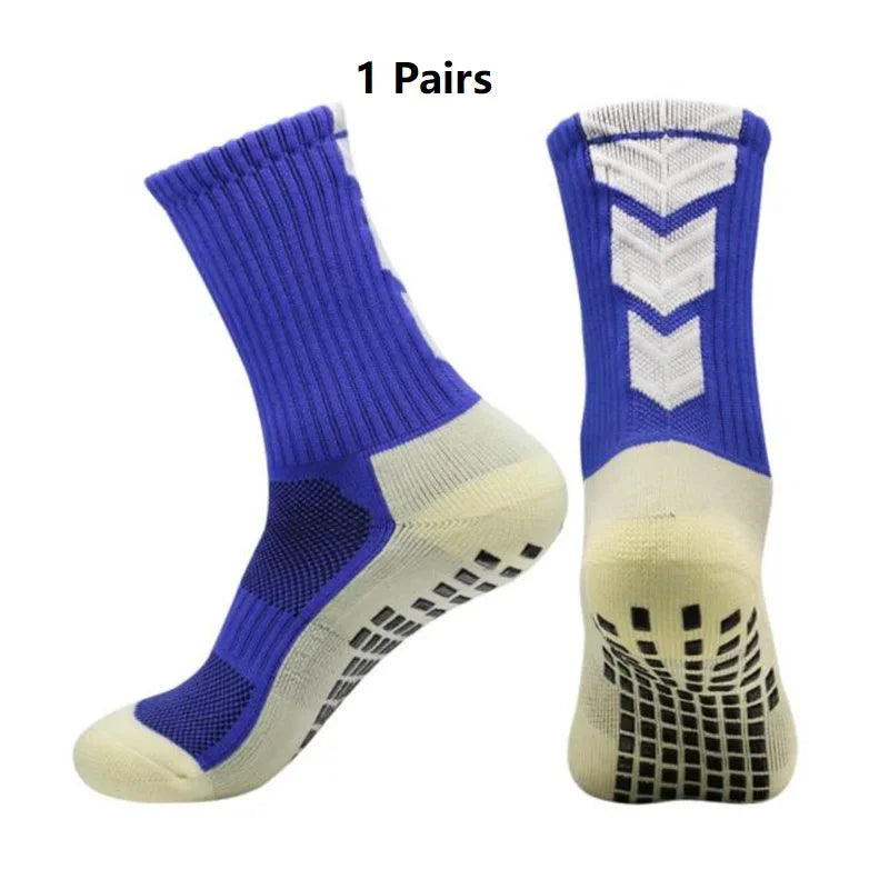 1 Pair New Men Women Non-slip Silicone Sports Soccer Socks Sweat Absorbing Breathable Football Tennis Volleyball women Yoga Sock